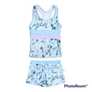 JerrisApparel Girls' Summer Two Piece Boyshort Tankini Kids Swimsuit Size 10-11Y